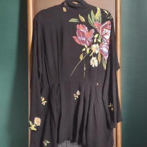 Free People Floral Hight Mock Neck Top